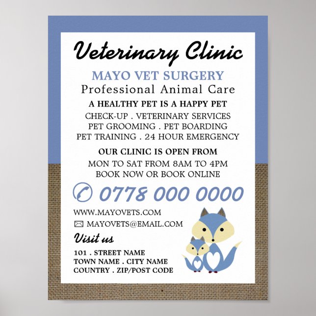 Blue Fox, Veterinary, Veterinary Service Poster (Vorne)