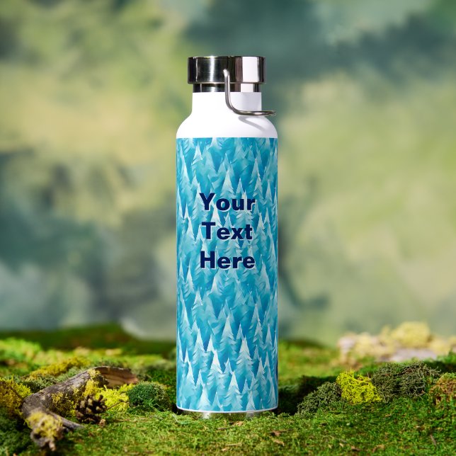 Blue Fractal Forest Can Cooler Trinkflasche (Außenbereich (gedreht))