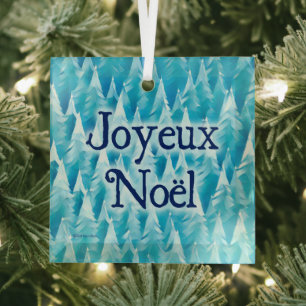 Blue Fraktal Forest - Joyeux Noël Ornament Aus Glas