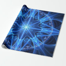 Blue Fraktal Star Wrapping Paper