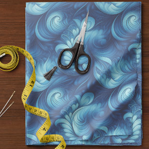Blue Fraktal Waves Stoff