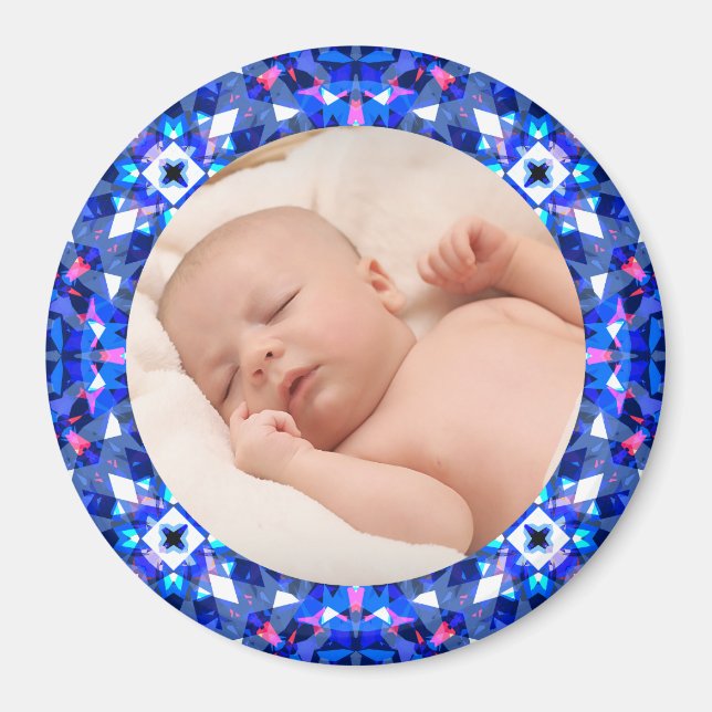 Blue Frame Baby Boy Großeltern Geschenk Foto Magne Magnet (Vorne)