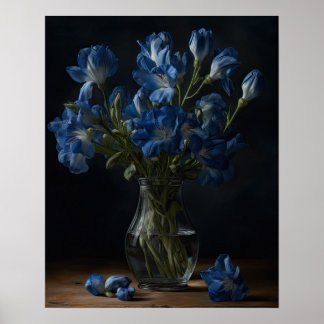 Blue Freesia Blume Art Print Poster