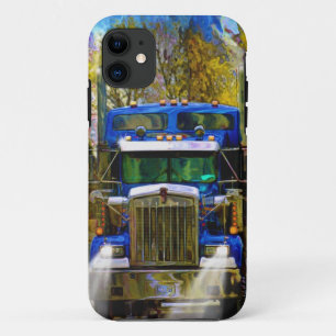 Blue Freight Truck, Truckers Big Rig iPhone 11 Hülle