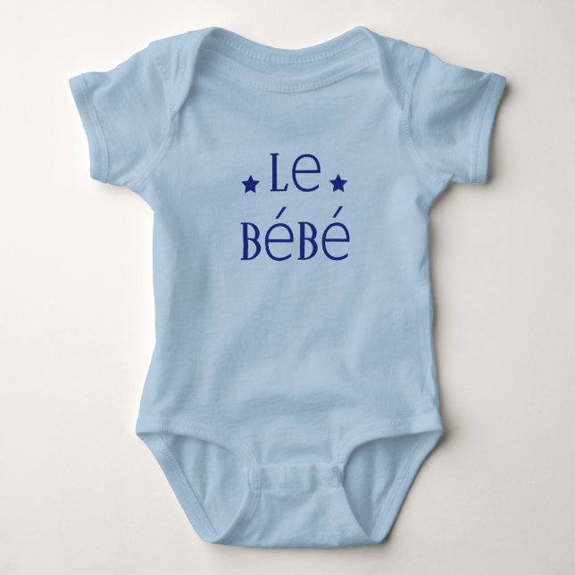 Blue French Baby T-Shirt Strampler (Vorderseite)