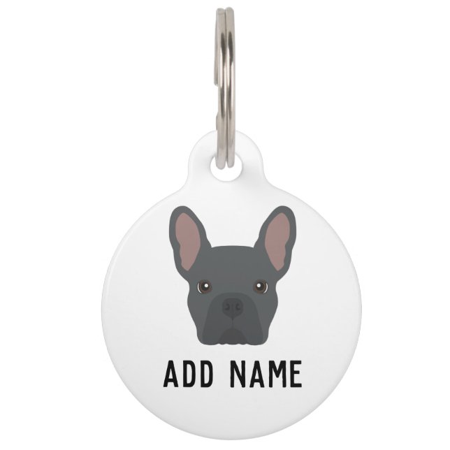 Blue French Bulldog Dog Haustiermarke (Vorderseite)