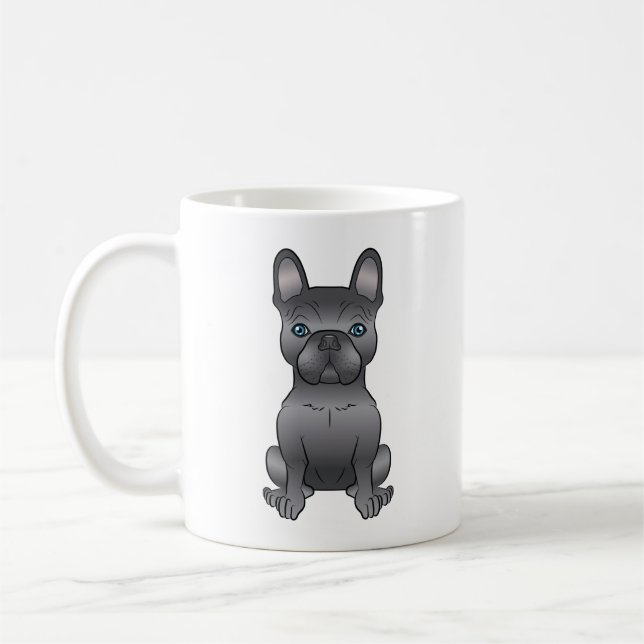 Blue French Bulldog / Französischer Niedlicher Car Kaffeetasse (Links)