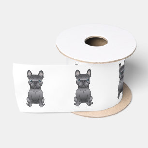 Blue French Bulldog / Französischer Niedlicher Car Satinband