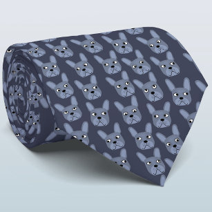 Blue French Bulldog Neck Tie Krawatte