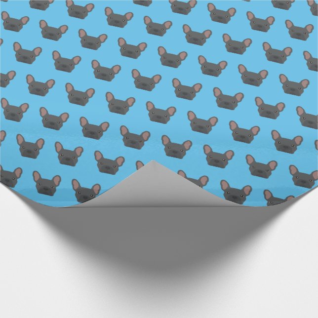 Blue French Bulldog Pattern Geschenkpapier (Ecke)