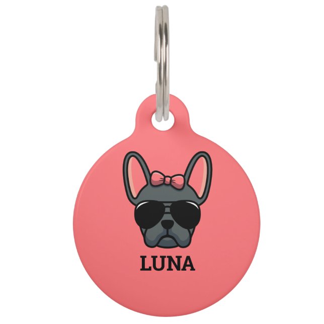 Blue French Bulldog Pet ID Haustiermarke (Vorderseite)