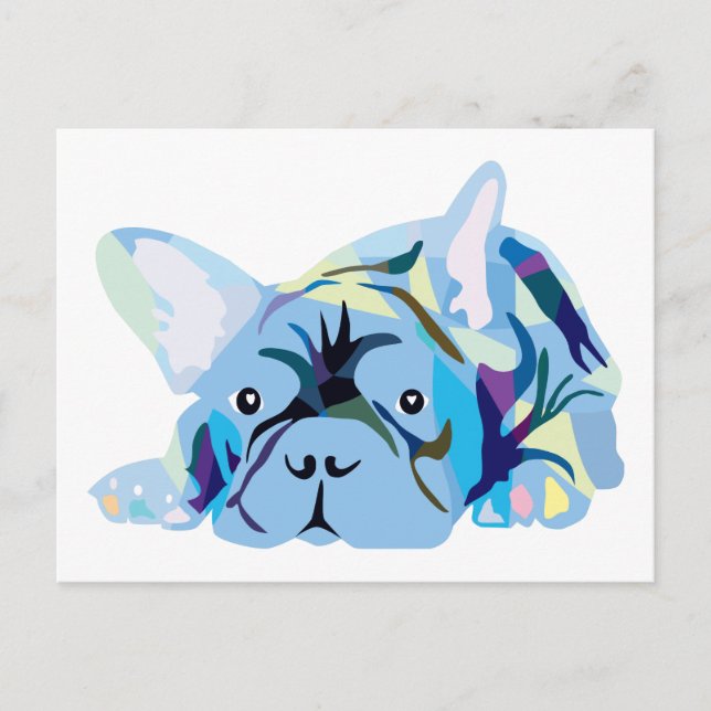 Blue French Bulldog Postkarte (Vorderseite)