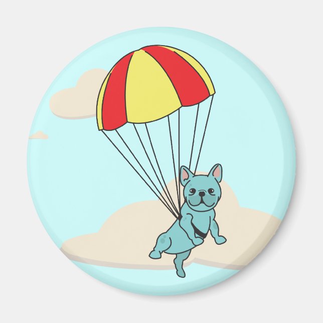 Blue French Bulldog Umbrel Fun Magnet (Vorne)