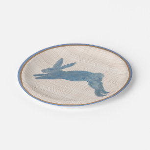 Blue French Country Bunny Rabbit Pappteller