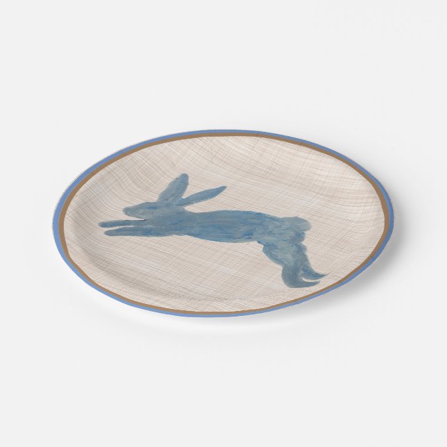 Blue French Country Bunny Rabbit Pappteller (Schrägansicht)