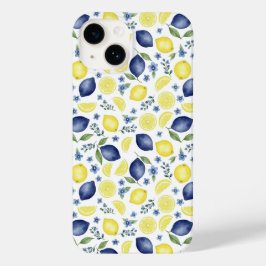 Blue French Country Lemon Pattern Case-Mate iPhone 14 Hülle