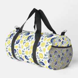 Blue French Country Lemon Pattern  Duffle Bag