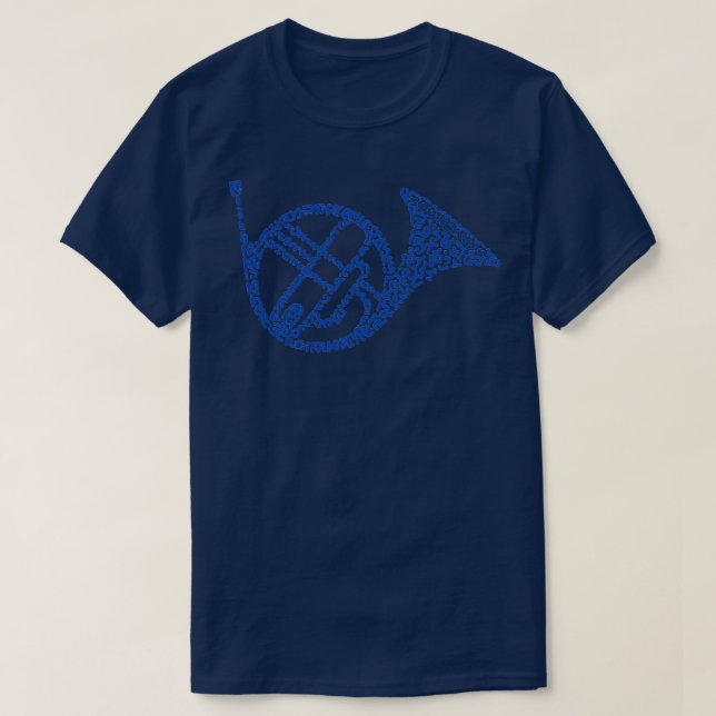 Blue French Horn T-Shirt (Design vorne)