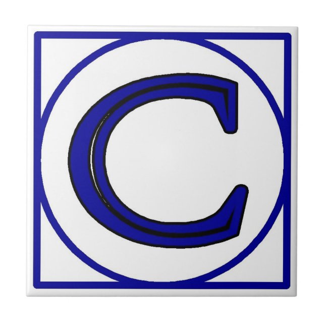 Blue French Letter House Number Tiles Fliese (Vorderseite)