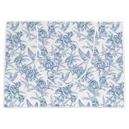 Blue French Toile Große Geschenktüte