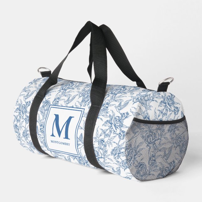 Blue French Toile Monogram Duffle Bag (Rechte Ecke)