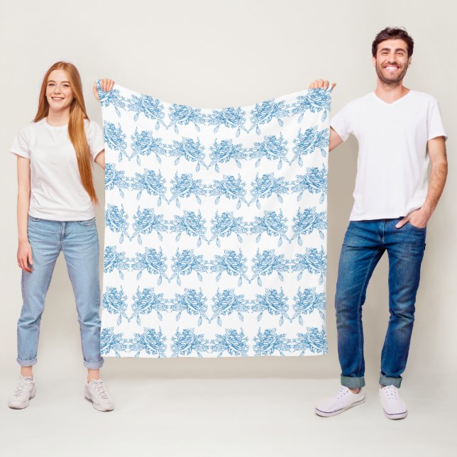 Blue French Toile Pattern Fleecedecke (Beispiel)