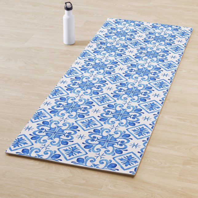 Blue French Toile Pattern Yogamatte (Beispiel)
