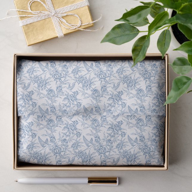 Blue French Toile Seidenpapier (Geschenk)