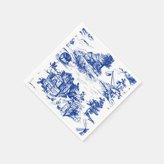 Blue French Toile Serviette (Ecke)