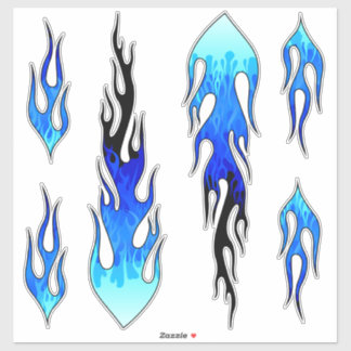 Blue Frisierte Auto Flames Aufkleber
