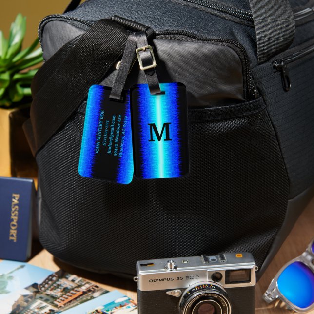 Blue Frisierte Auto Flames Gepäckanhänger (Vorderseite & Rückseite)