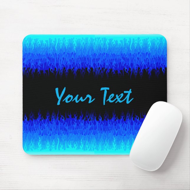 Blue Frisierte Auto Flames Mousepad (Mit Mouse)