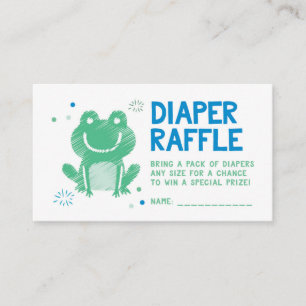 Blue Frog Diaper Raffle Ticket Begleitkarte