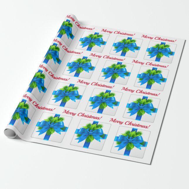 Blue Frohe Weihnachtsgeschenk Geschenkpapier (Ungerollt)