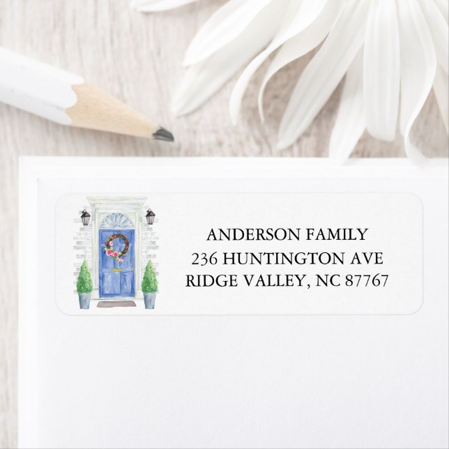Blue Front Door New Address Label (Insitu)