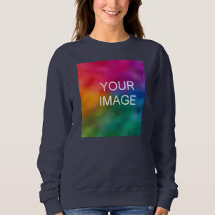 Blue Front Print Upload Foto für Frauen Sweatshirt