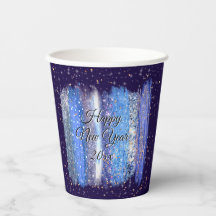 Blue Frosty Brush Schlaganfälle Happy New Year 20x