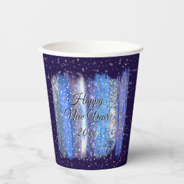 Blue Frosty Brush Schlaganfälle Happy New Year 20x Pappbecher