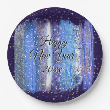 Blue Frosty Brush Schlaganfälle Happy New Year 20x