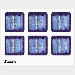 Blue Frosty Brush Schlaganfälle Happy New Year 20x Quadratischer Aufkleber