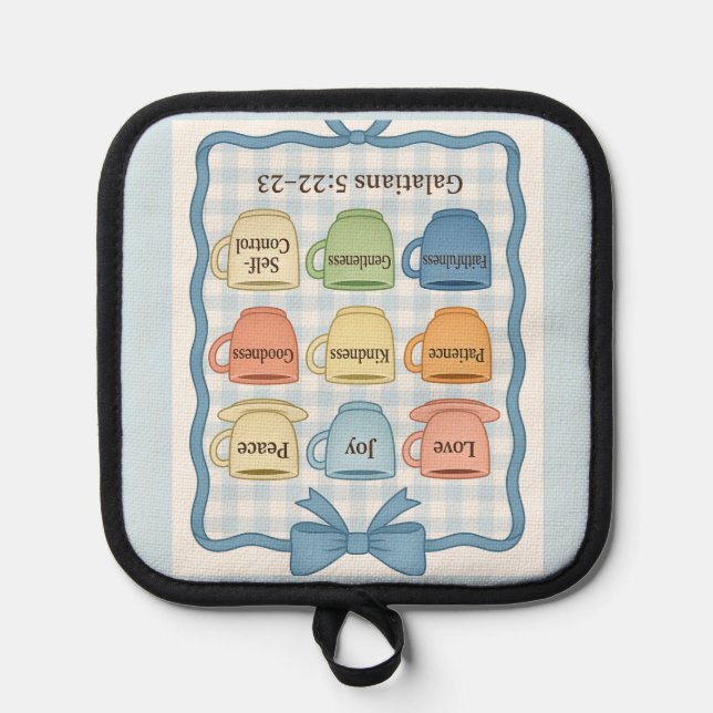 Blue Fruit of the Spirit Pot Holders Topflappen (Vorderseite)