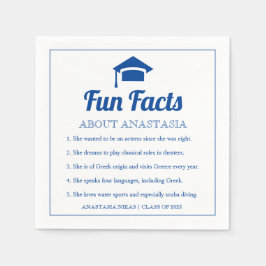 Blue Fun Facts Class of 2022 Graduation Cap Serviette