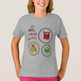 Blue FUN Monster KIDS Child Name T-Shirt