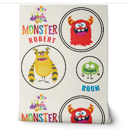 Blue FUN Monster Kids' Rooms Child Name Tapete