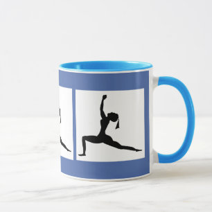 Blue 'Fun Yoga Designs' Combo Coffee Tasse/ Cup Tasse
