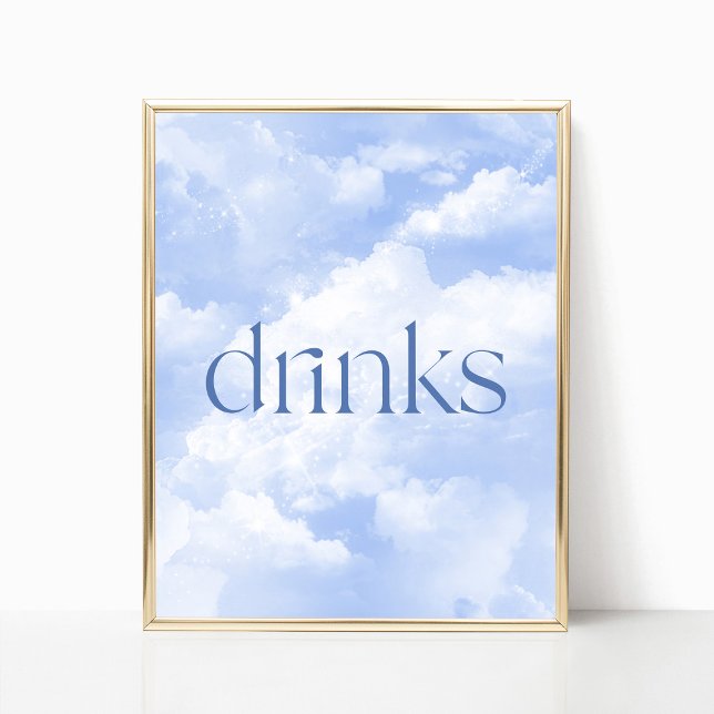 Blue Funkelnd Clouds Drinks Tafelzeichen Poster (Von Creator hochgeladen)