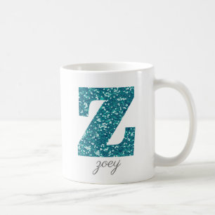 Blue Funkelnd Glitzer Letter Z Monogram Tasse