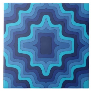Blue Funky Retro Keramik Tile Fliese
