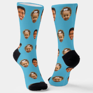 Blue Funny Custom 2 Face Foto Mama Socken