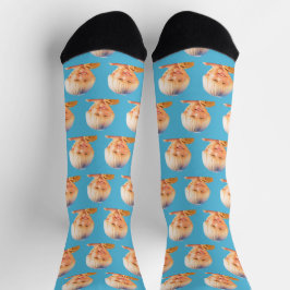 Blue Funny Custom Son Face Foto Crew Socken